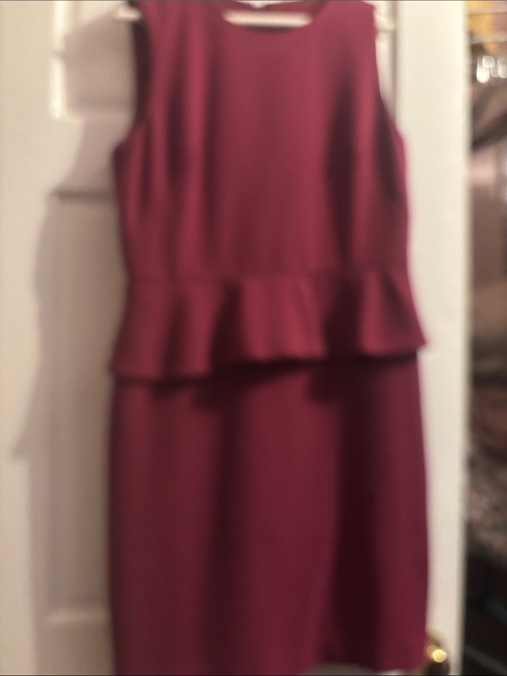 Ann Taylor Sleeveless Peplum Dress in Burgundy